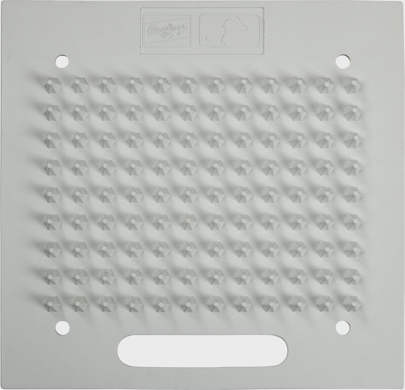 Top of a white Rawlings stake down cleat cleaner mat - SKU: RSDCCM