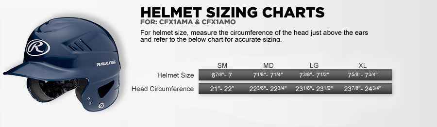 Sizing charts for sports equipment apparel rawlings